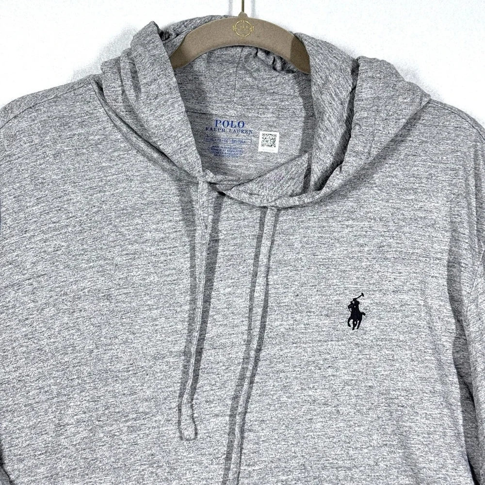Polo Ralph Lauren Shirt Hoodie Men XL Grey Long Sleeve Pullover Pony Logo Hooded